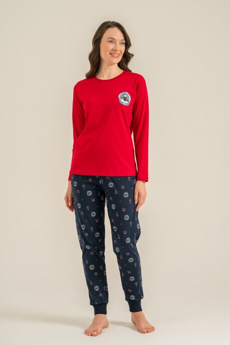 Rolypoly The Most Wonderful Time Anne Kız %100 Pamuk Kırmızı Uzun Kol Pijama Takım RP3936-A-V1 - 6
