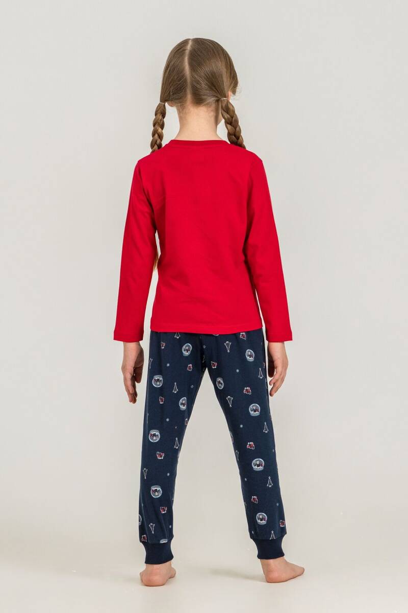 Rolypoly The Most Wonderful Time Anne Kız %100 Pamuk Kırmızı Uzun Kol Pijama Takım RP3936-A-V1 - 4