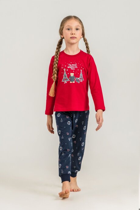 Rolypoly The Most Wonderful Time Anne Kız Kırmızı Uzun Kol Pijama Takım RP3936-A-V1 (1)