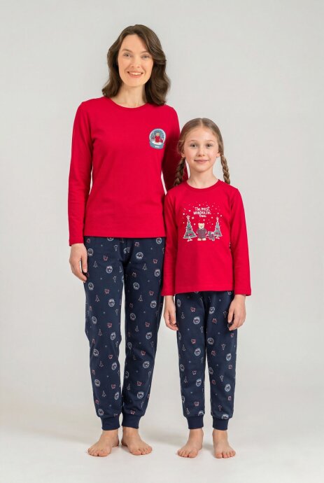 Rolypoly The Most Wonderful Time Anne Kız Kırmızı Uzun Kol Pijama Takım RP3936-A-V1