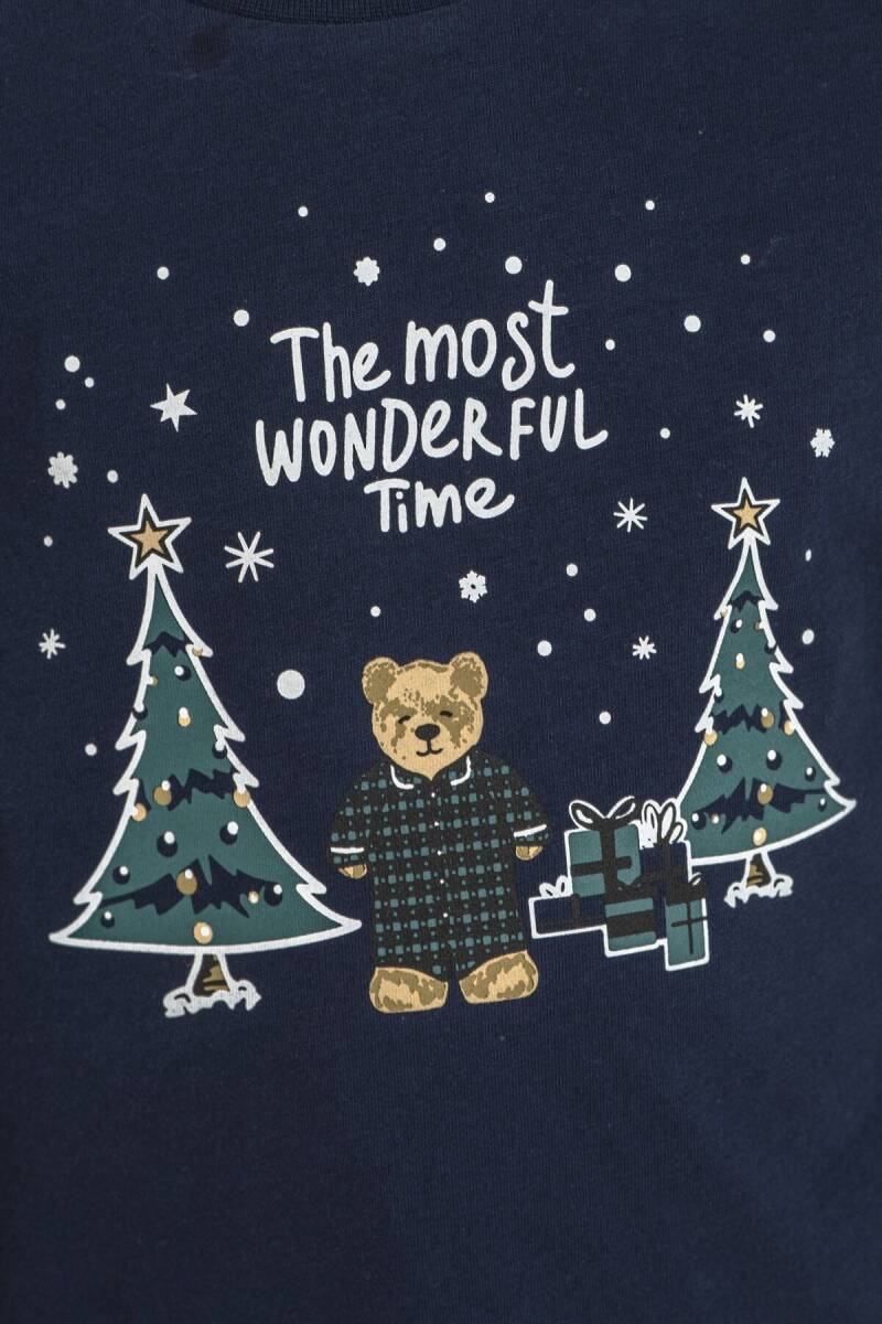Rolypoly The Most Wonderful Time Baba Oğul %100 Pamuk Lacivert Uzun Kol Pijama Takım RP3937-A-V1 - 4