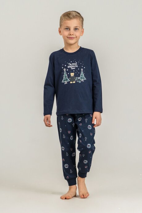 Rolypoly The Most Wonderful Time Baba Oğul %100 Pamuk Lacivert Uzun Kol Pijama Takım RP3937-A-V1 (1)