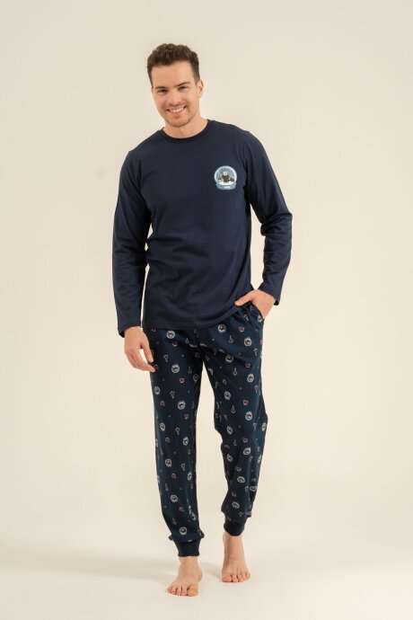 Rolypoly The Most Wonderful Time Baba Oğul %100 Pamuk Lacivert Uzun Kol Pijama Takım RP3937-A-V1 - 6