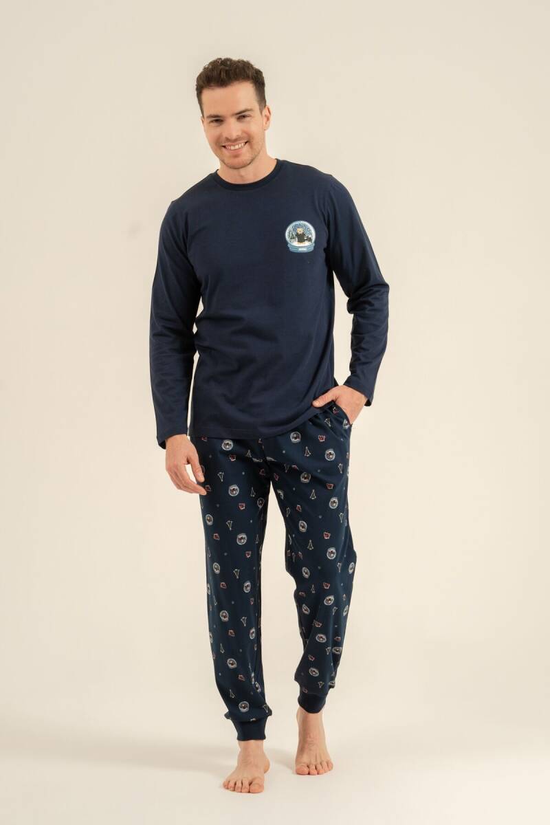 Rolypoly The Most Wonderful Time Baba Oğul %100 Pamuk Lacivert Uzun Kol Pijama Takım RP3937-A-V1 - 6
