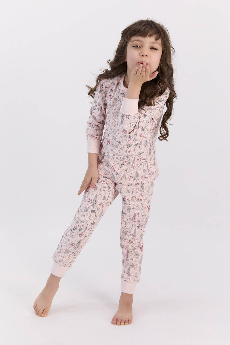 RolyPoly Toz Somon Kız Çocuk Ribanalı Pijama Takımı