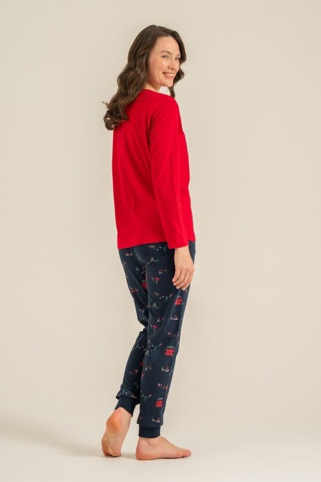 Rolypoly Winter Everywhere Anne Kız %100 Pamuk Kırmızı Uzun Kol Pijama Takım RP3938-A-V1 - 7