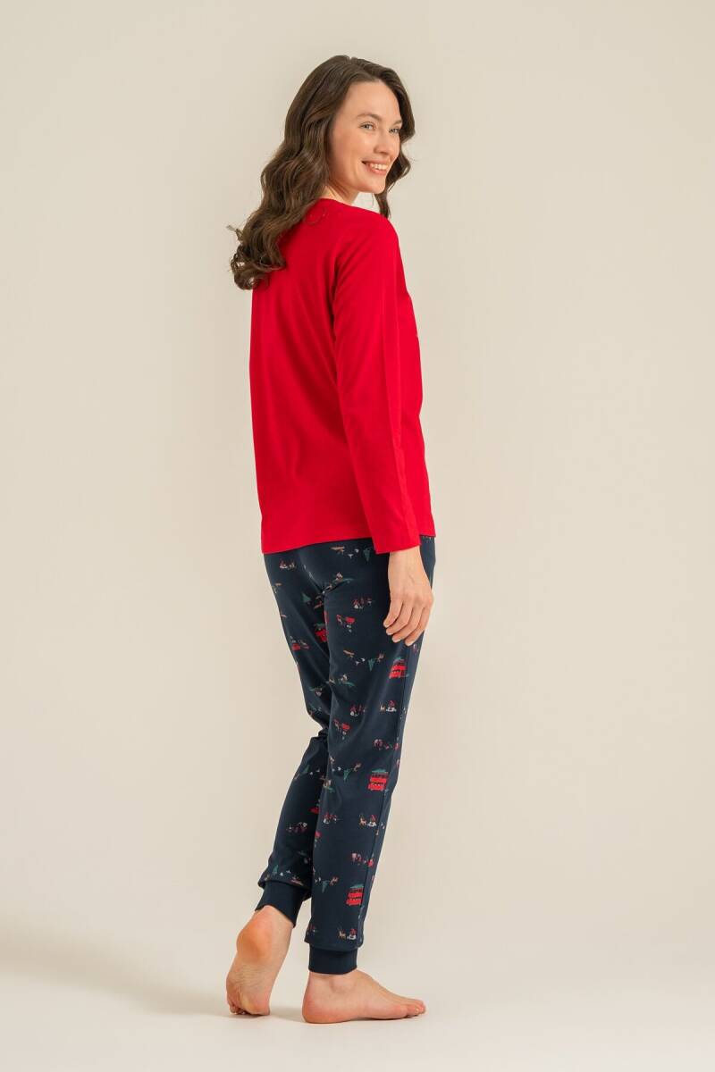 Rolypoly Winter Everywhere Anne Kız %100 Pamuk Kırmızı Uzun Kol Pijama Takım RP3938-A-V1 - 7