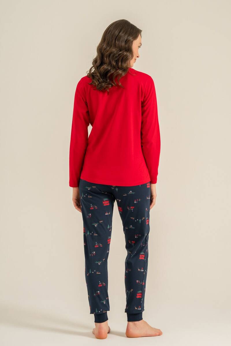 Rolypoly Winter Everywhere Anne Kız %100 Pamuk Kırmızı Uzun Kol Pijama Takım RP3938-A-V1 - 8