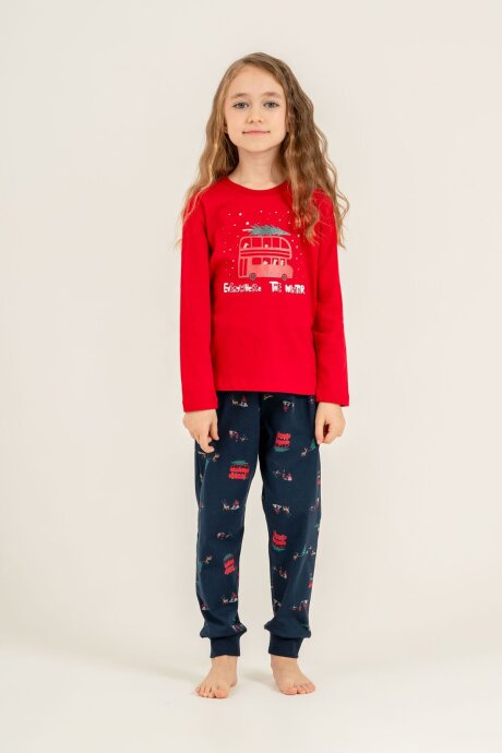 Rolypoly Winter Everywhere Anne Kız %100 Pamuk Kırmızı Uzun Kol Pijama Takım RP3938-A-V1 - 5
