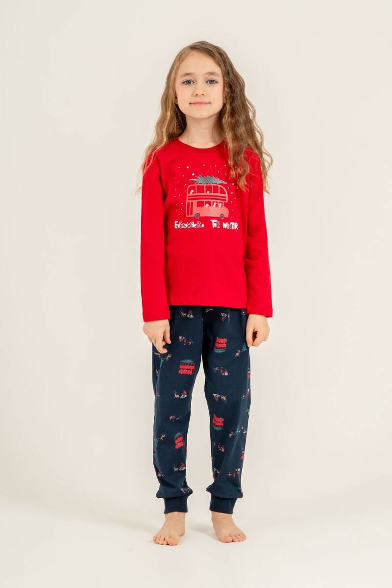 Rolypoly Winter Everywhere Anne Kız %100 Pamuk Kırmızı Uzun Kol Pijama Takım RP3938-A-V1 - 5