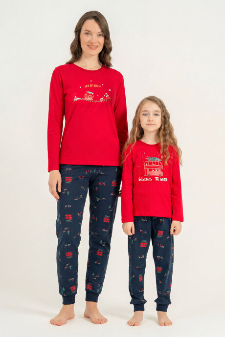 Rolypoly Winter Everywhere Anne Kız Kırmızı Uzun Kol Pijama Takım RP3938-A-V1