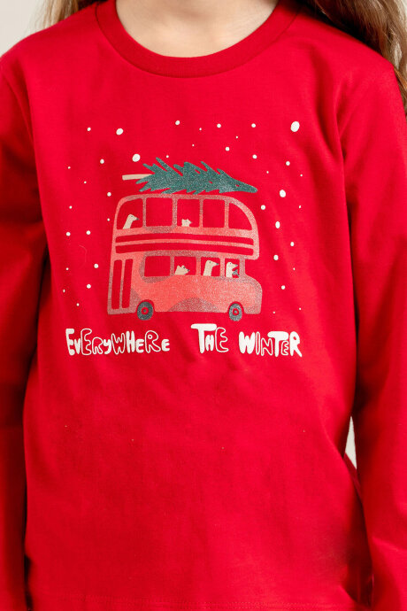 Rolypoly Winter Everywhere Anne Kız %100 Pamuk Kırmızı Uzun Kol Pijama Takım RP3938-A-V1 - 3