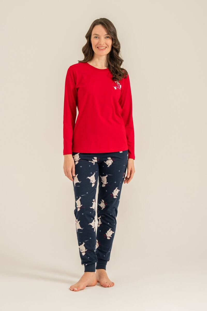 Rolypoly You Are My Everything Anne Kız %100 Pamuk Kırmızı Uzun Kol Pijama Takım RP3930-A-V1 - 5