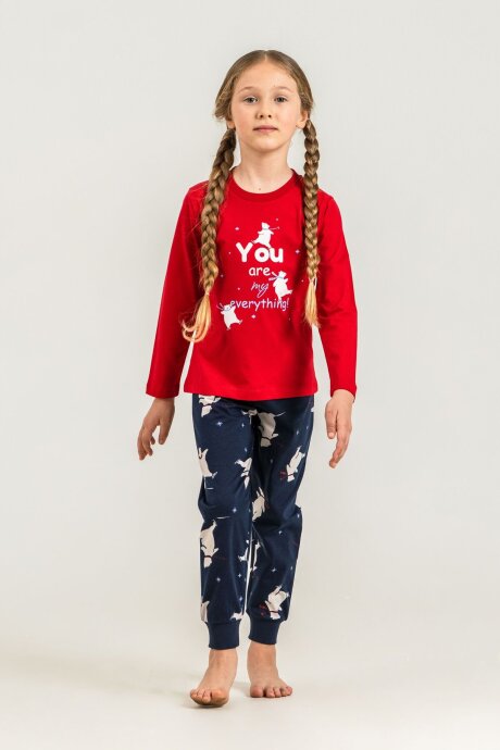 Rolypoly You Are My Everything Anne Kız %100 Pamuk Kırmızı Uzun Kol Pijama Takım RP3930-A-V1 (1)