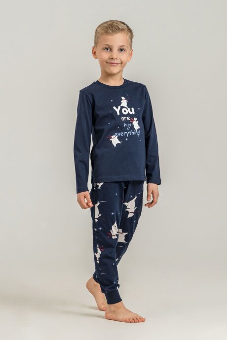 Rolypoly You Are My Everything Baba Oğul %100 Pamuk Lacivert Uzun Kol Pijama Takım RP3931-A-V1 - 3