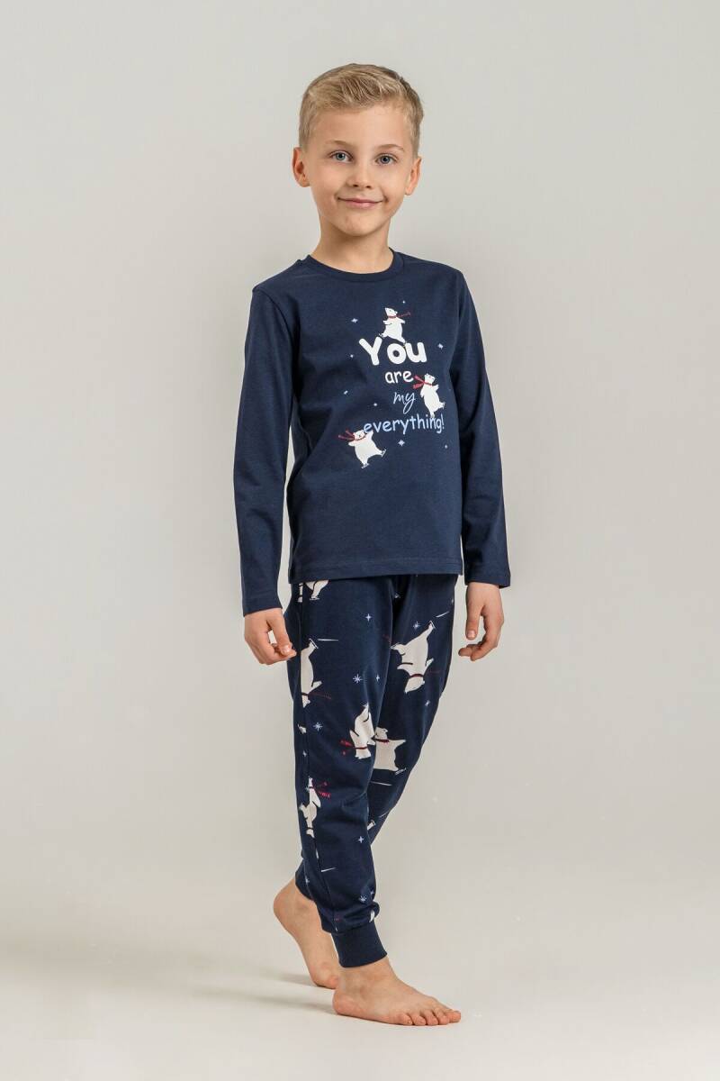 Rolypoly You Are My Everything Baba Oğul %100 Pamuk Lacivert Uzun Kol Pijama Takım RP3931-A-V1 - 3
