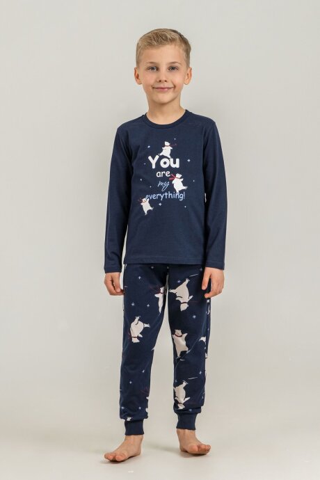 Rolypoly You Are My Everything Baba Oğul %100 Pamuk Lacivert Uzun Kol Pijama Takım RP3931-A-V1 (1)