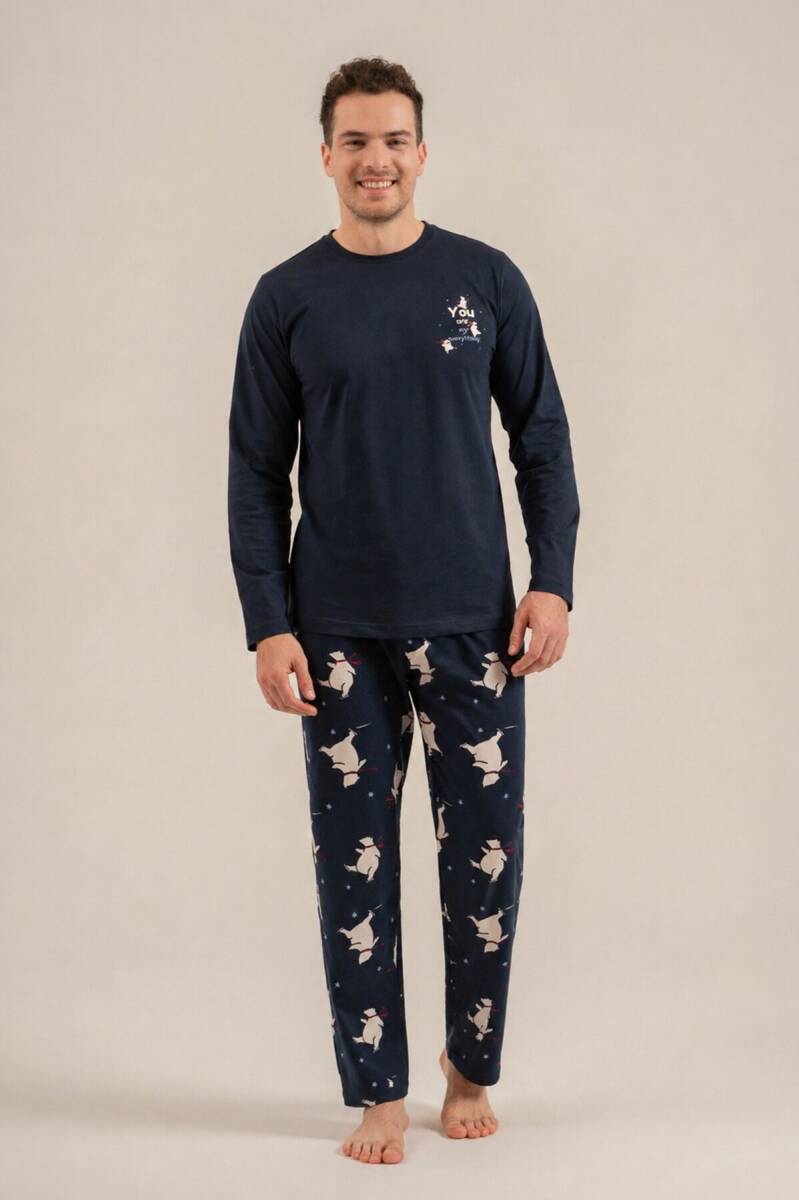 Rolypoly You Are My Everything Baba Oğul %100 Pamuk Lacivert Uzun Kol Pijama Takım RP3931-A-V1 - 6