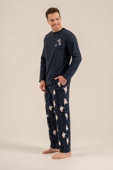 Rolypoly You Are My Everything Baba Oğul %100 Pamuk Lacivert Uzun Kol Pijama Takım RP3931-A-V1 - 9