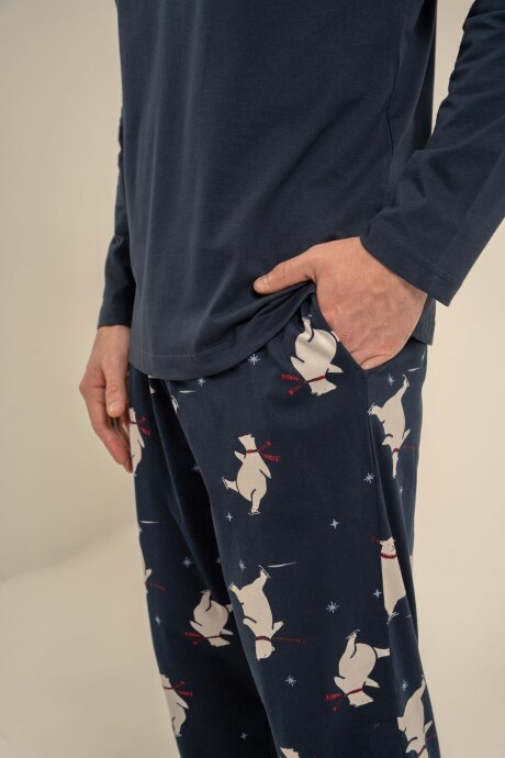Rolypoly You Are My Everything Baba Oğul %100 Pamuk Lacivert Uzun Kol Pijama Takım RP3931-A-V1 - 8