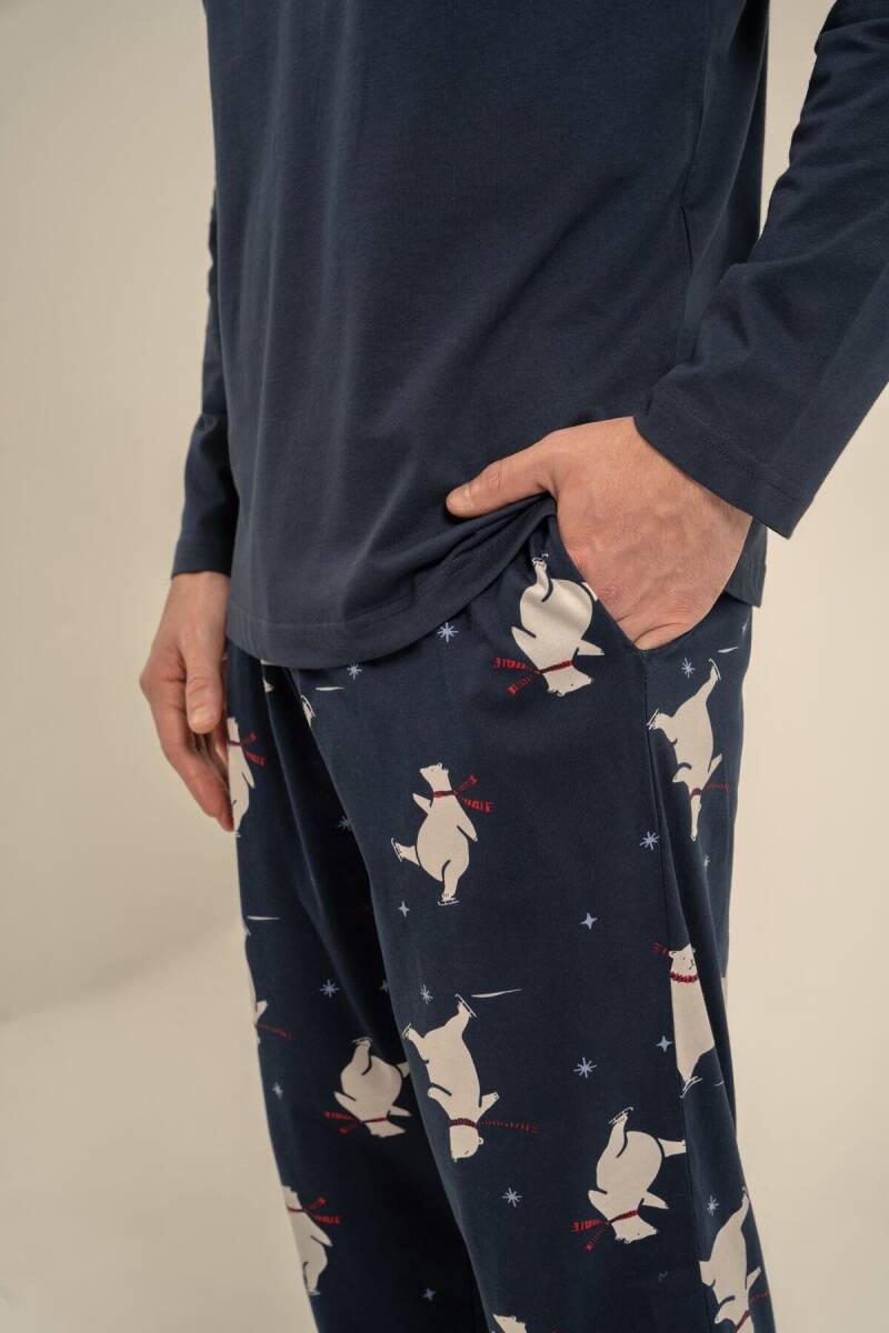Rolypoly You Are My Everything Baba Oğul %100 Pamuk Lacivert Uzun Kol Pijama Takım RP3931-A-V1 - 8