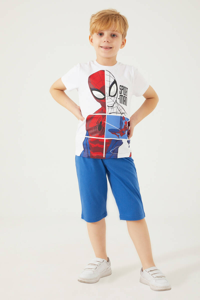 Spiderman Hero Man Beyaz Erkek Çocuk Kapri Takım