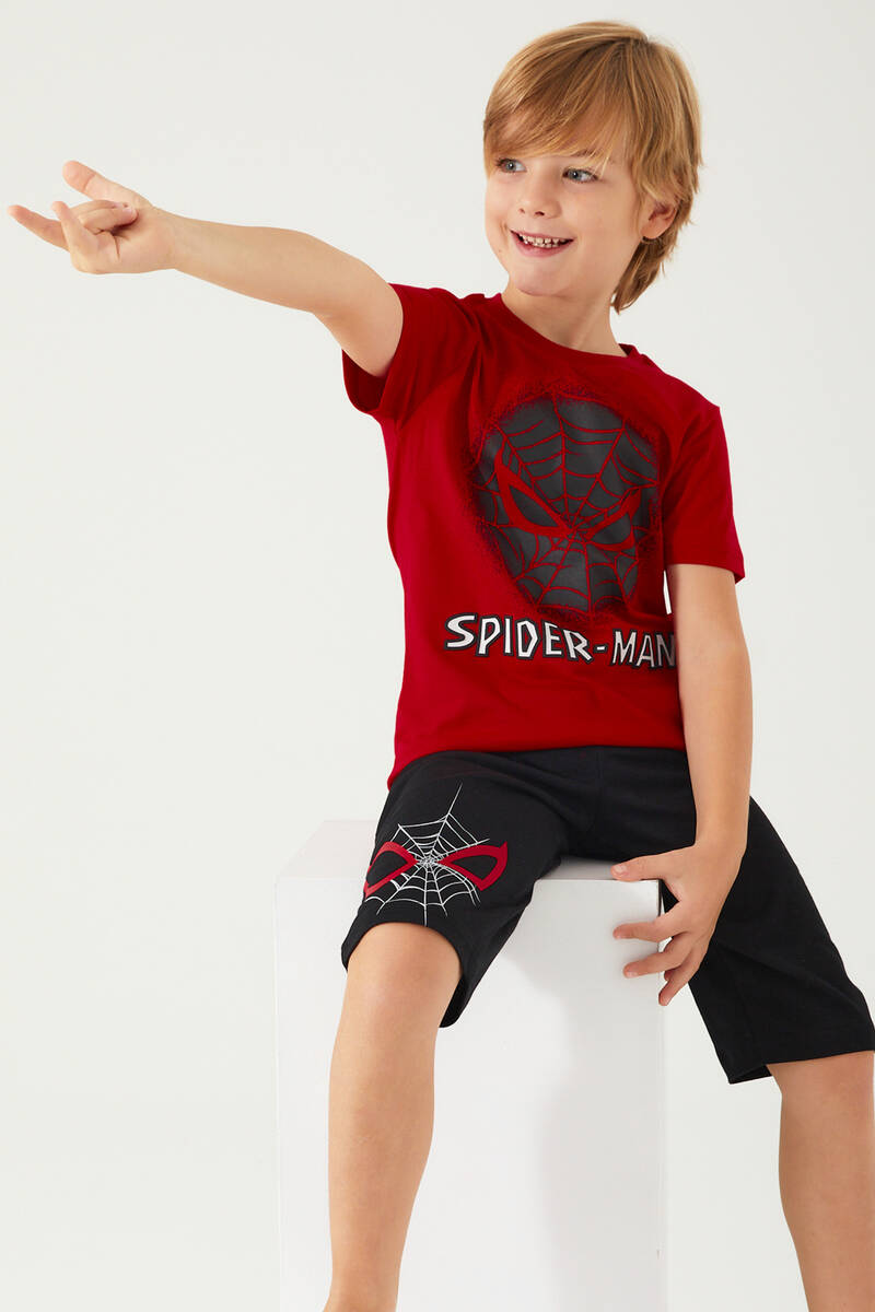 Spiderman Mask Kırmızı Erkek Çocuk Kapri Takım