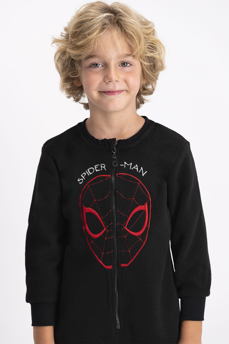 Spider Man - Spiderman Lisanslı Siyah Erkek Çocuk Polar Tulum (1)