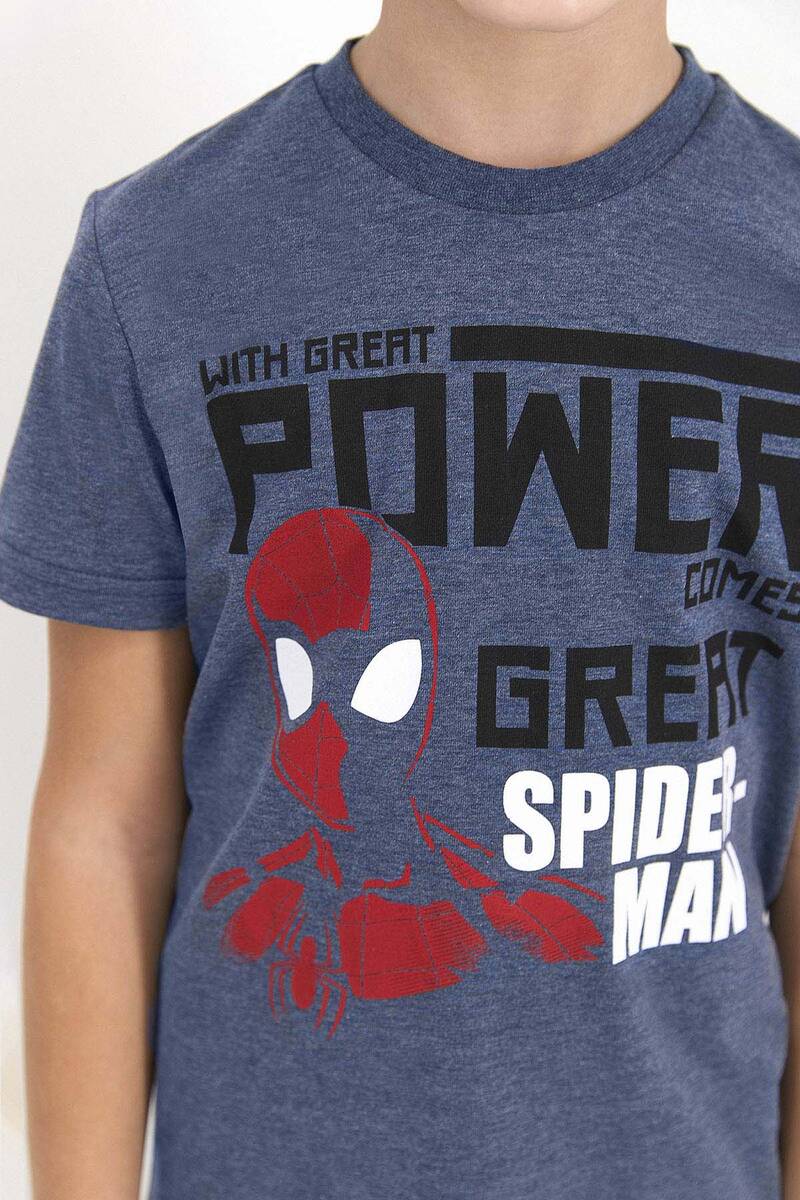 Spider Man - Spider Man Lisanslı Power Comes Great Lacivert Erkek Çocuk Kapri Takım (1)