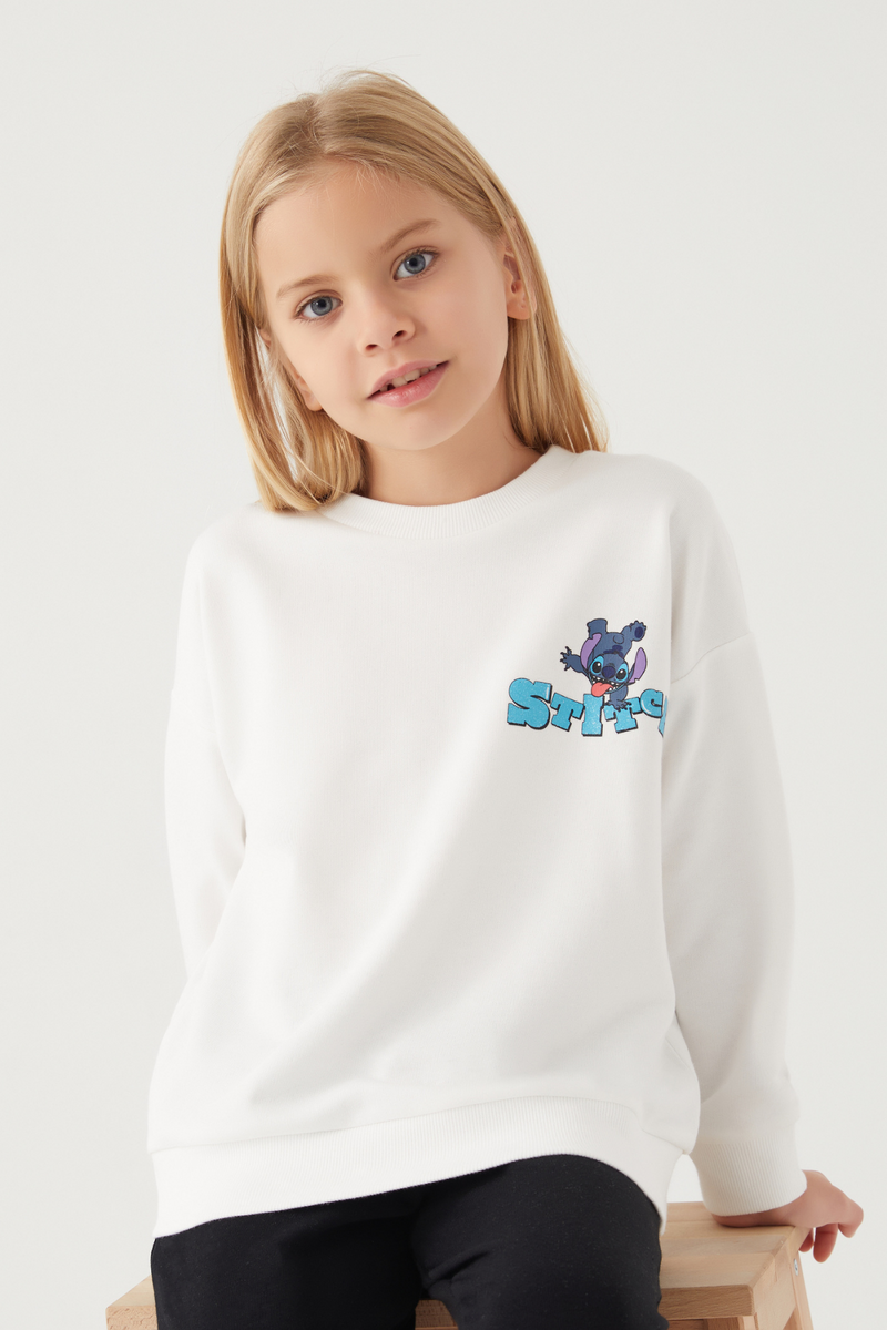 Stitch Kız Çocuk Beyaz Sweatshirt