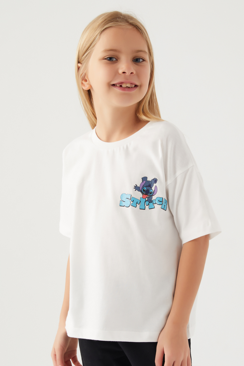 Stitch Kız Çocuk Beyaz Tişört