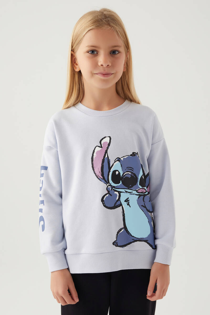 Stitch Kız Çocuk Mavi Sweatshirt