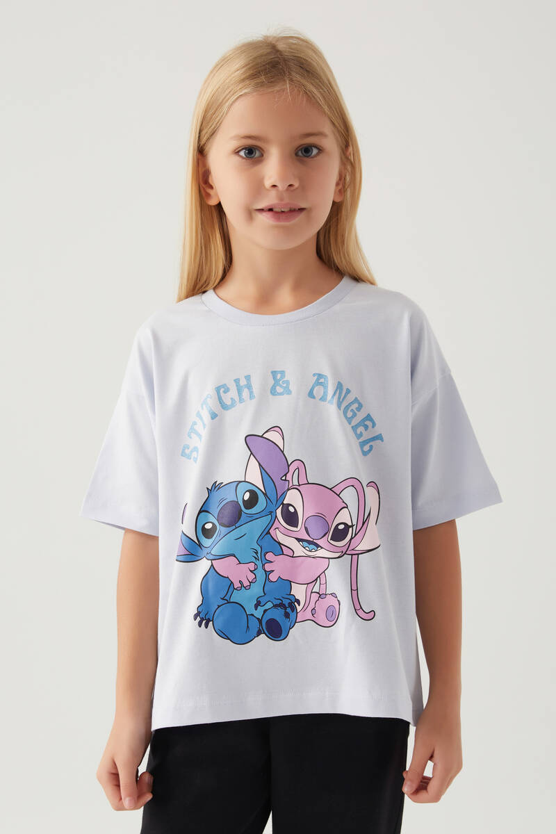 Stitch Kız Çocuk Mavi Tişört