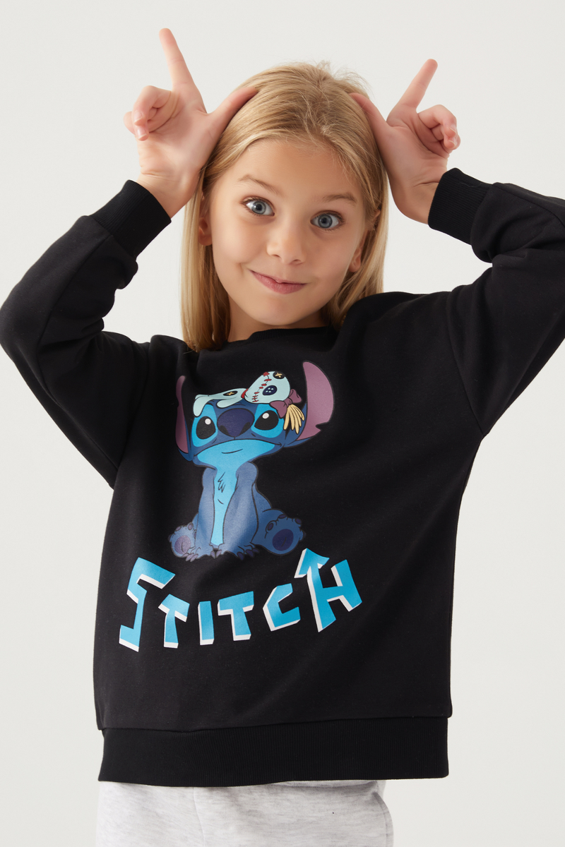 Stitch Kız Çocuk Siyah Sweatshirt Stitch Kız Çocuk Siyah Sweatshirt