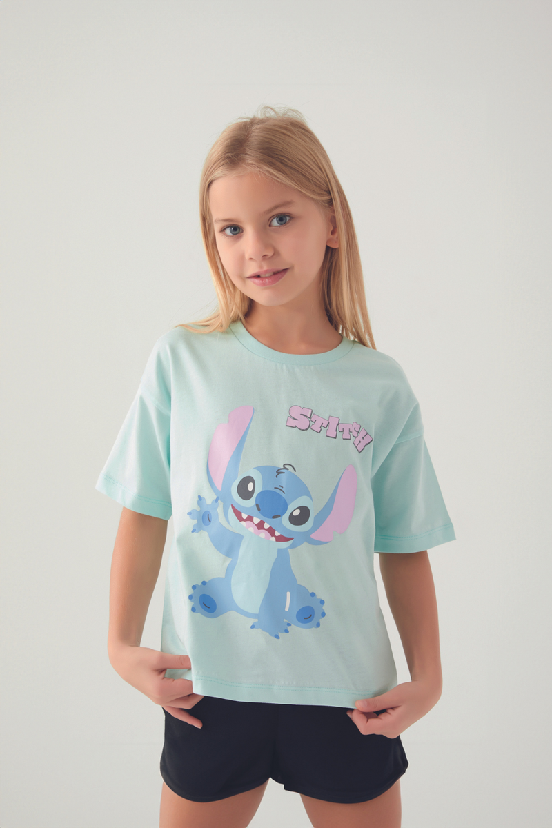 Stitch Kız Çocuk Mavi Tişört Stitch Kız Çocuk Mavi Tişört
