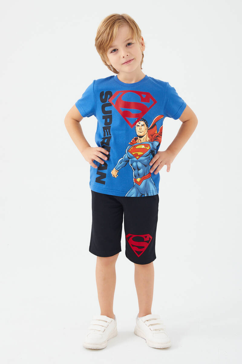 Superman Heros Mavi Erkek Çocuk Bermuda Takım Superman Heros Mavi Erkek Çocuk Bermuda Takım