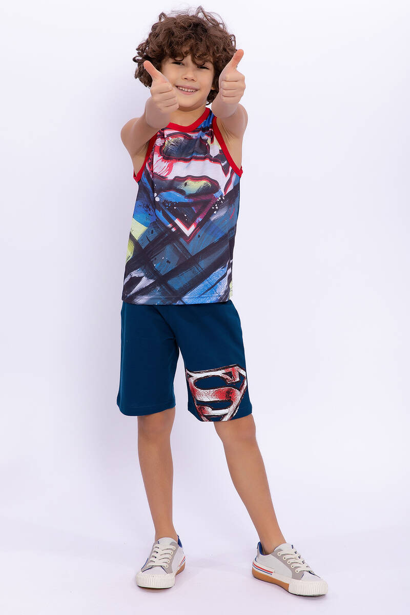 Superman Erkek Çocuk Mavi Bermuda Takım