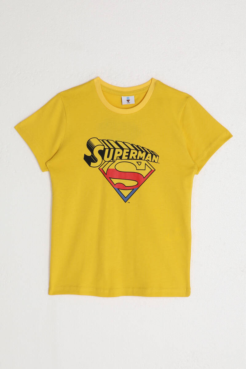 Superman Erkek Çocuk T-Shırt Açık Sarı