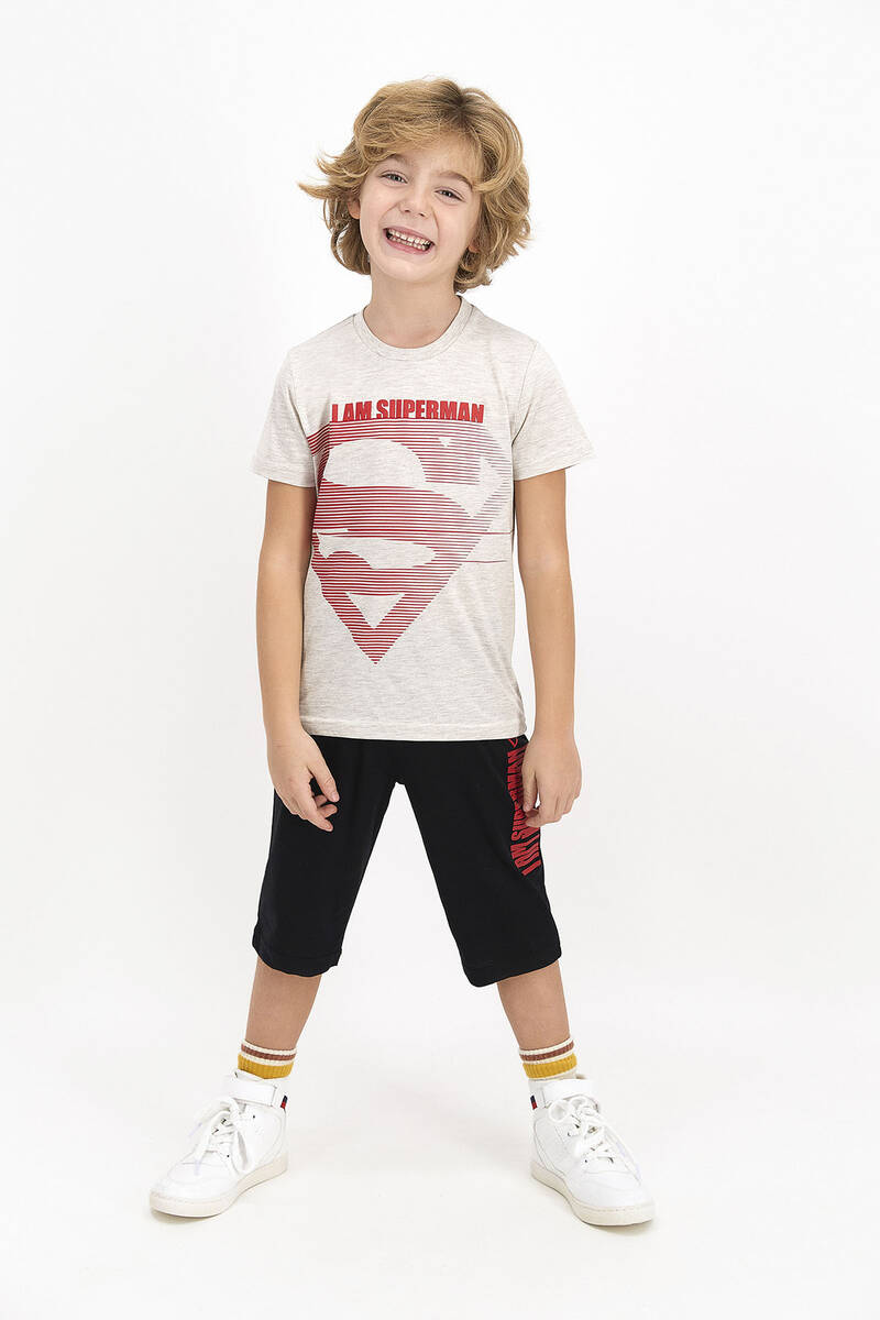 Superman - Superman Lisanslı Bejmelanj Erkek Çocuk Kapri Takım (1)