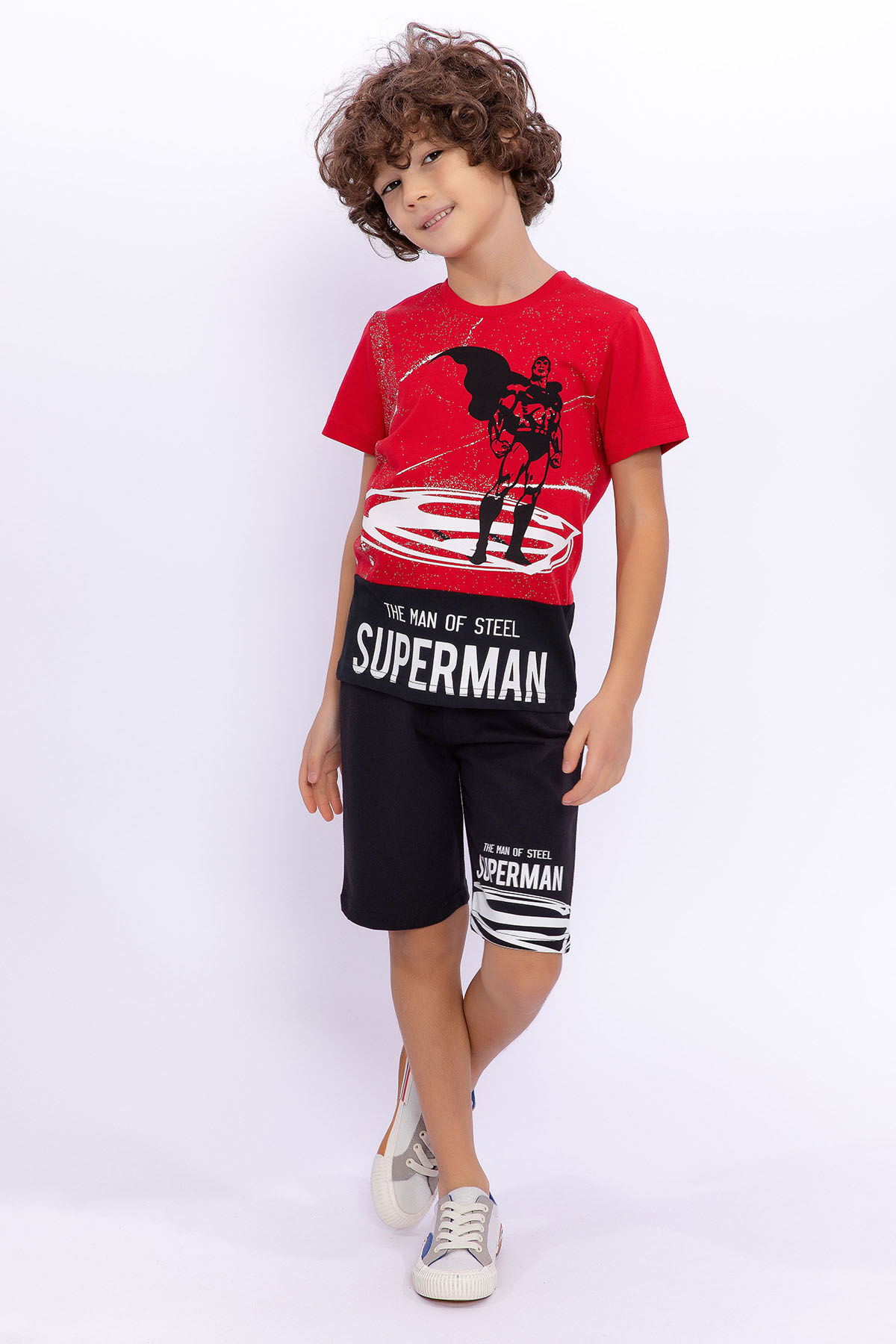 SuperMan - Superman Lisanslı The Man Of Steel Turkuaz Erkek Çocuk Bermuda Takım (1)