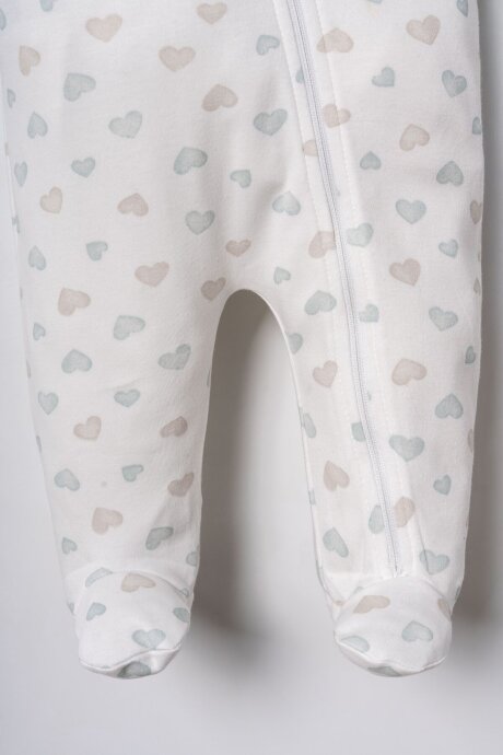 U.S. Polo Assn. Baskılı Kız Bebek %100 Pamuk Cute Hearts Beyaz Tulum USB3202-C-V1 - 3