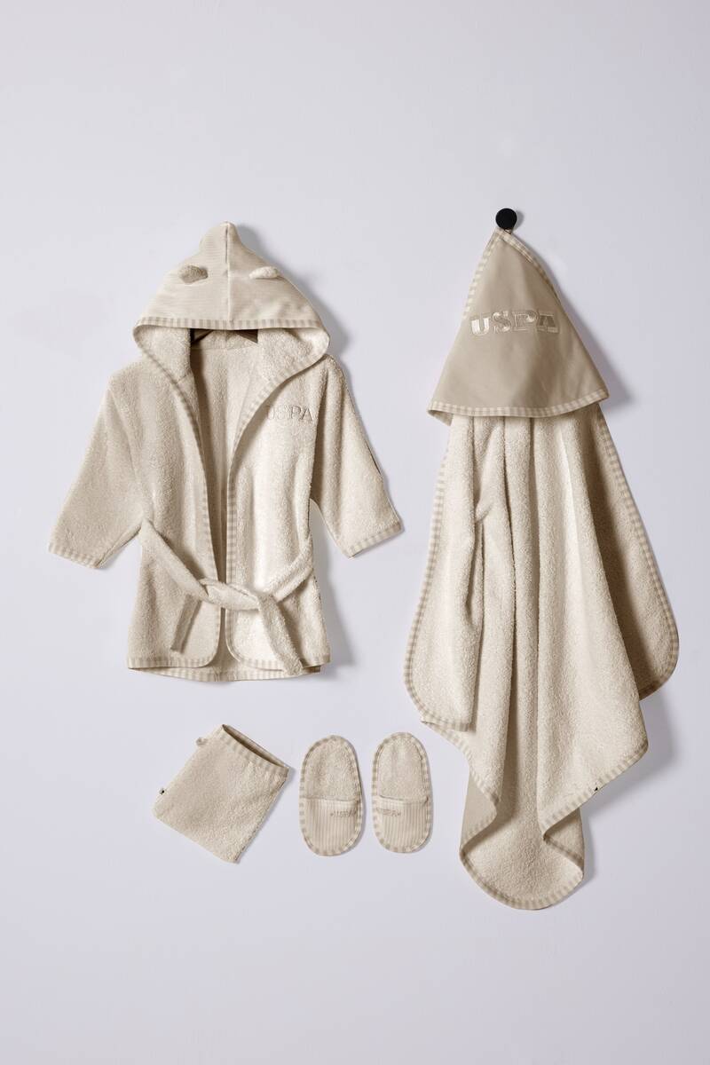 U.S. Polo Assn Bebek Erkek Bebek Bej Bornoz Set