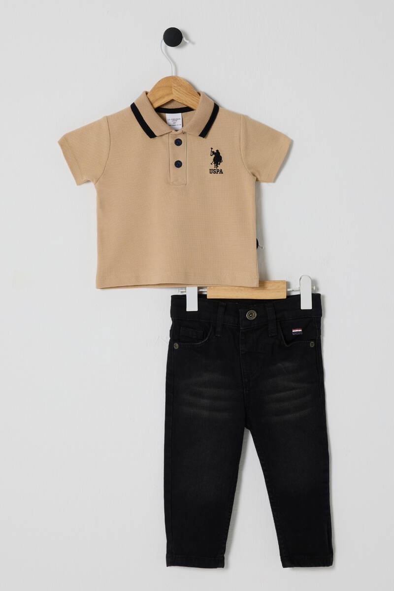 U.S POLO ASSN ERKEK BEBEK 2Lİ PİKE T-SHIRT TAKIM Bej 