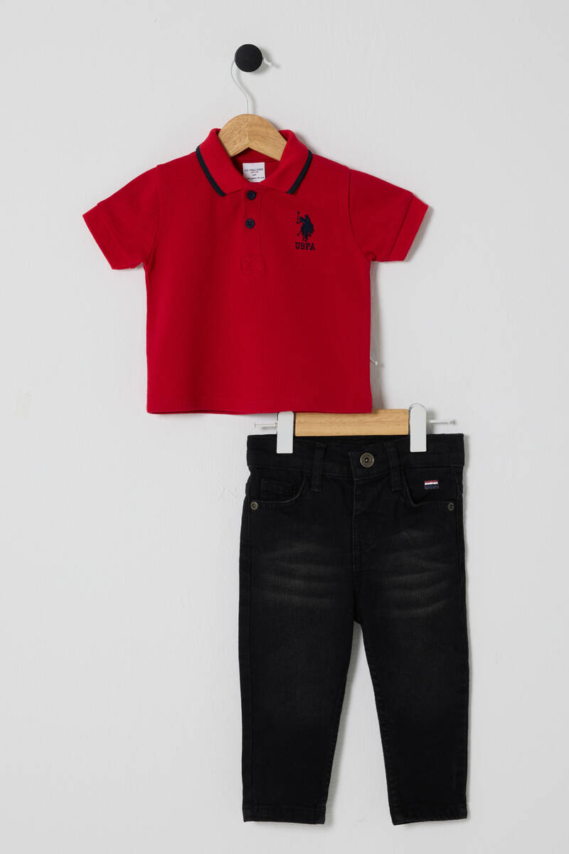 U.S POLO ASSN ERKEK BEBEK 2Lİ PİKE T-SHIRT TAKIM Kırmızı 