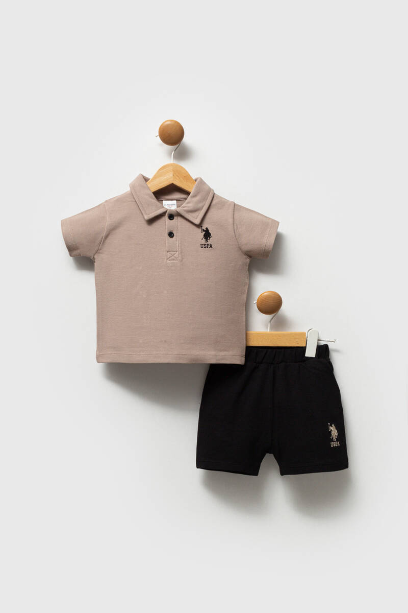 US POLO ASSN ERKEK BEBEK 2Lİ KISA KOL T-SHIRT TAKI Kum 