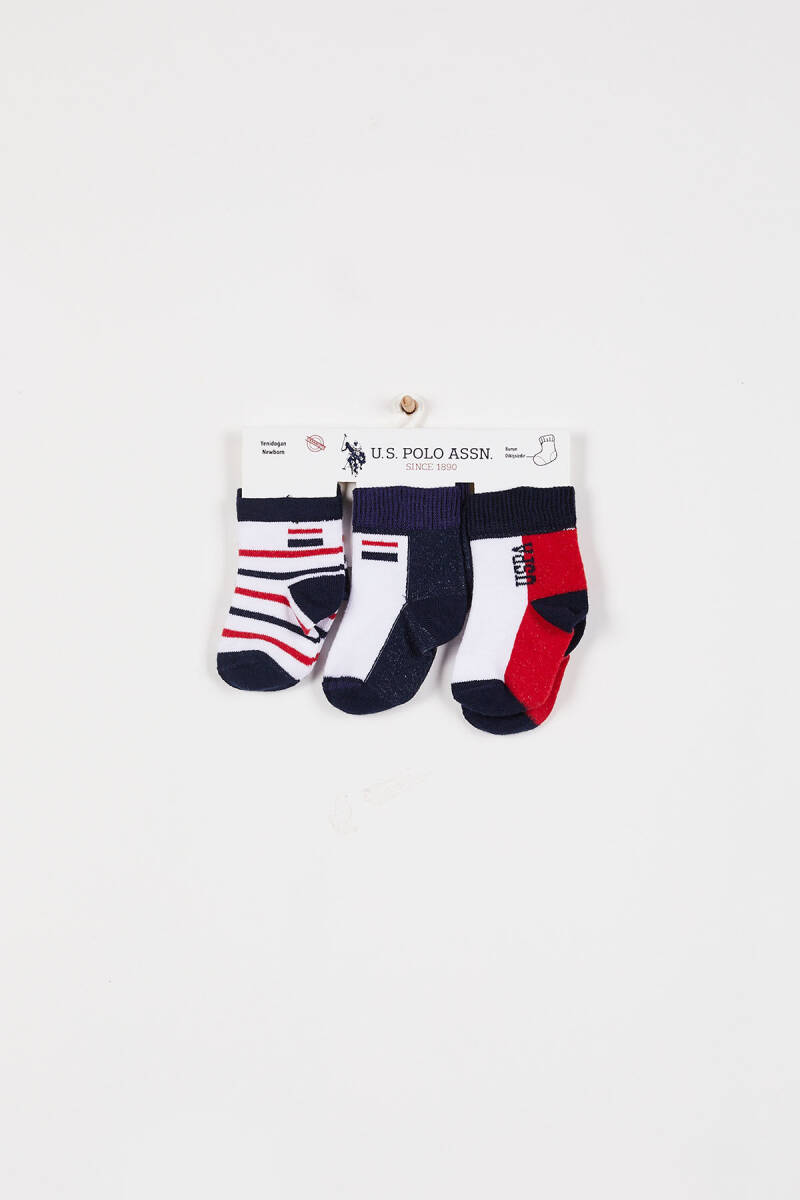 U.S. Polo Assn. Erkek Bebek Pamuklu Pigment Baskılı Kışlık Regular Fit Lacivert Çorap USB966-B-V1 - 1