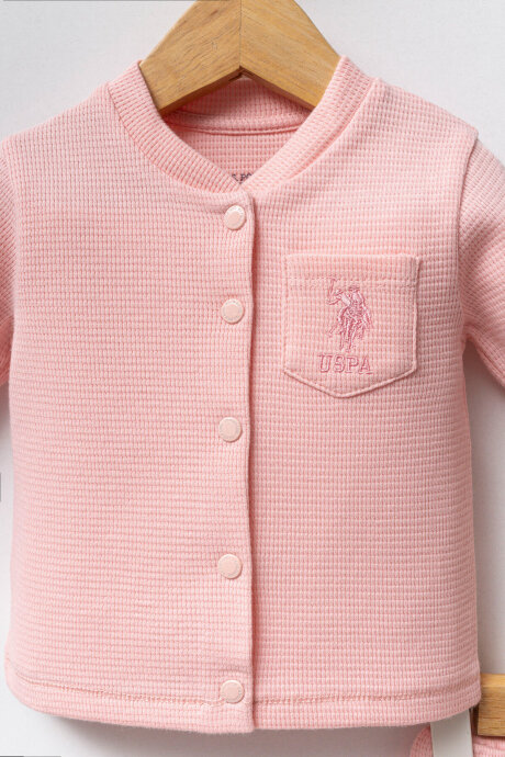 U.S. Polo Assn. Kız Bebek Pamuklu Örme Pembe Bebek Takımı USB2716-C-V1 - 3