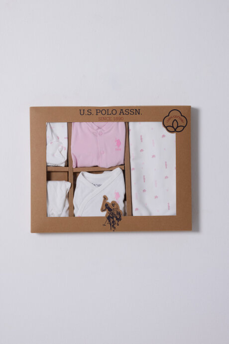 U.S. Polo Assn. Kız Bebek Bisiklet Yaka Pigment Baskılı Yazlık Regular Fit Beyaz Hastane Çıkışı USB2357-C-V1 (1)