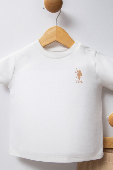 U.S. Polo Assn. Kız Bebek Pamuklu Bisiklet Yaka Pigment Baskılı Yazlık Regular Fit Beyaz Bebek Takımı USB2382-C-V1 - 4
