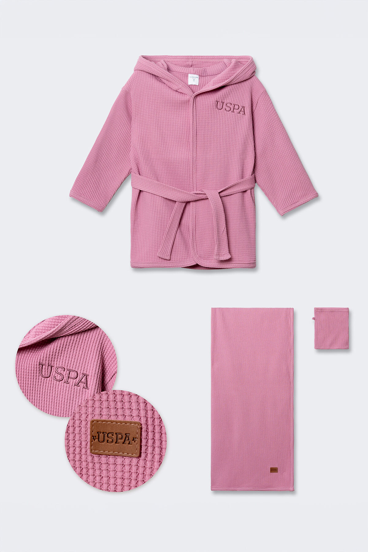 U.S. Polo Assn Bebek Kız Bebek Mor Bornoz Set